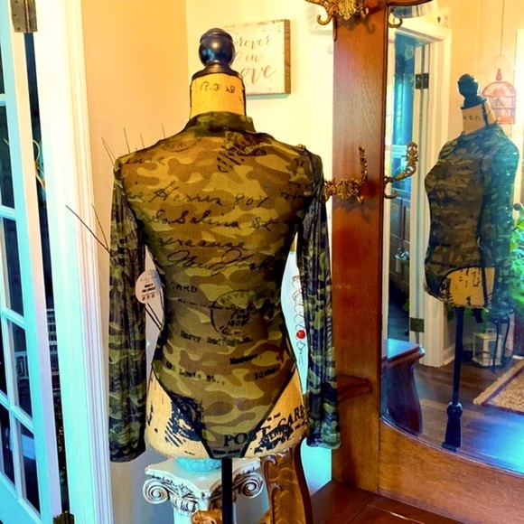 NWT Jolie & Joy by FCT, Shear Camo Bodysuit, Sz. M - Picture 9 of 12